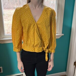 Madewell Yellow Boho 70s Star Scatter Wrap Top